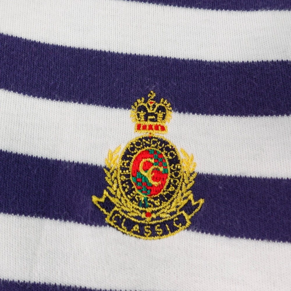 VINTAGE Striped Polo Shirt Mens Medium Blue Cotton CHARTER CLUB Short Sleeve Y2K - Picture 4 of 9